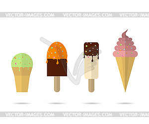 Four different ice creams with shadows white - stock vector clipart