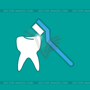 Brushing and tooth flat style - vector clipart