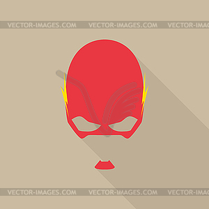 Mask on face in flat style long shadow - royalty-free vector image