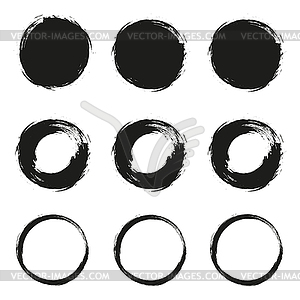 Set grunge circle brush - vector image