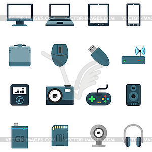 Set Icons of various electronics devices - vector clipart