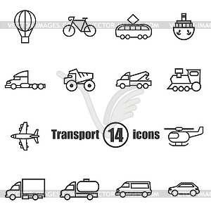 Transport set of 14 icons in flat style - vector image