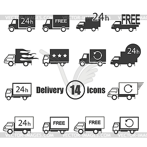 Transport delivery set of 14 icons in flat style - vector clip art