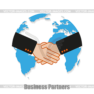 Business partners world with shadow - vector image