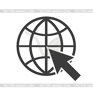 Глобус с значок со стрелкой в плоском стиле веб - векторный графический клипарт