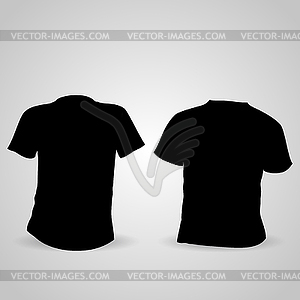 Shirt front and back in black on gray background - vector clipart
