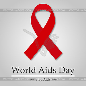 День борьбы со СПИДом лента с теневой текста - векторное изображение EPS