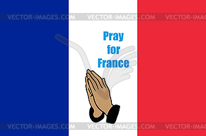 Flag of France with praying hands simply - vector image