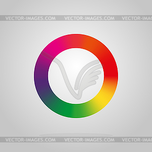 Round logo colors of rainbow on black background - vector image