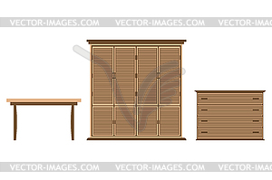 Furniture design set dresser cabinet table on - vector clipart