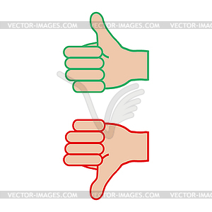 Thumb up down hand - vector image