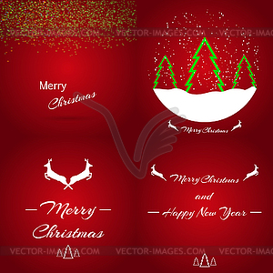 Set Christmas lights glowing inscription stylish - vector clipart