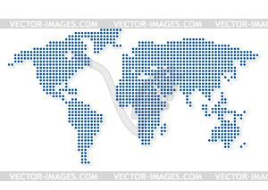 Map of earth with in blue circle shadow - vector image