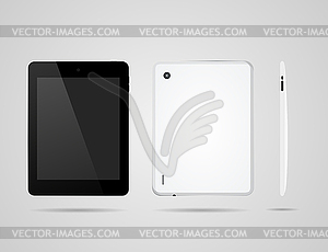 Tablet on three sides to back and one side - vector image