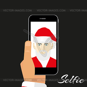 Santa makes self on dark background - vector clipart