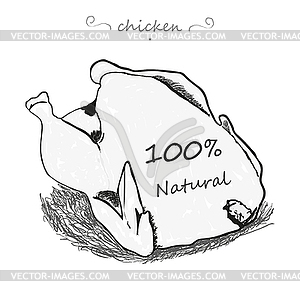 Chicken of naturally stylish hand - vector clip art