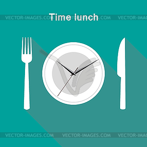 Time lunch clock stylish design - vector clipart