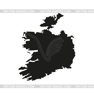 Silhouette map of Ireland in black - vector clip art