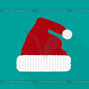 Santa Claus hat in flat style - vector image