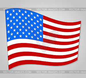 United States flag with shadow on gray background - vector image