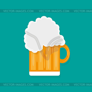 Бокал пива в плоском стиле с тенью - изображение в векторе / векторный клипарт