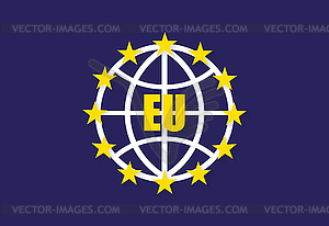 European Union flag with globe and shadow - vector clipart