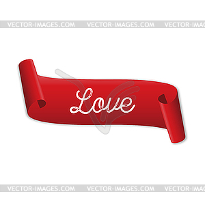 He tape with word love on ribbon and shadow - vector clipart