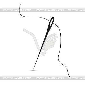 Needle with thread and shadow - vector image