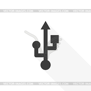 Icon usb with long shadow - vector clipart