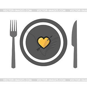 Heart logo with fork - vector clip art