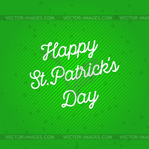 St.Patrick`s Day on green background in lines - vector image