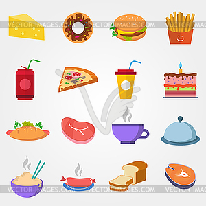 Food in flat style on grey background - vector image