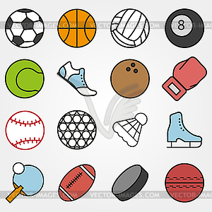 Variety sports set in flat style on gray background - vector clipart