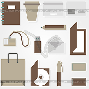 Business Accessories in flat style on gray - vector image