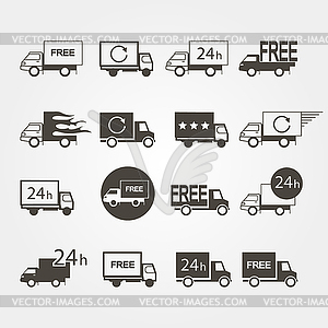 Transport service logos set of icons on gray - vector clip art