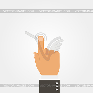 Hand index finger on grey colored background - vector clip art