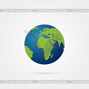 Planet Earth with shadow on grey background - vector image