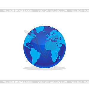 Planet Earth with shadow - vector clip art