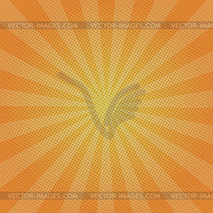 Orange rays retro background with halftones stylish - vector clipart