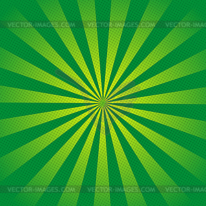 Green rays retro background with halftones stylish - vector EPS clipart