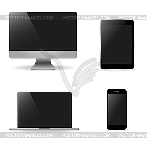 Set realistic Monitors laptop tablet and phone - vector image