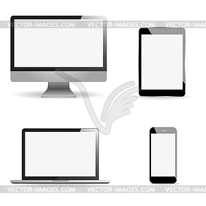 Set realistic Monitors laptop tablet and phone - royalty-free vector image