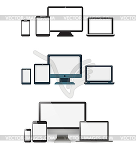 Set realistic Monitors laptop tablet and phone - vector EPS clipart