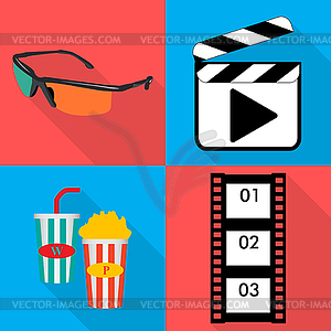 Icons for movie popcorn in flat - vector image
