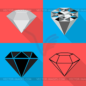 Four different diamond on backgrounds in flat - vector clip art