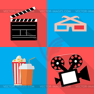 Icons for movie popcorn in flat - vector image