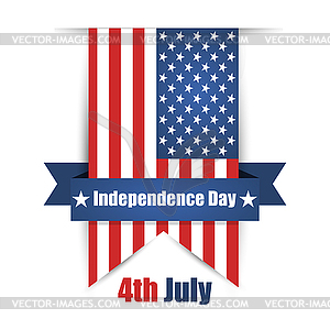 Hanging ribbon on day of Independence day july - vector clip art