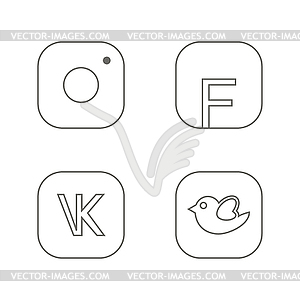 Icons for social networking in line - vector clipart / vector image