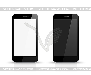 Smartphone with black and white screen front view - vector image