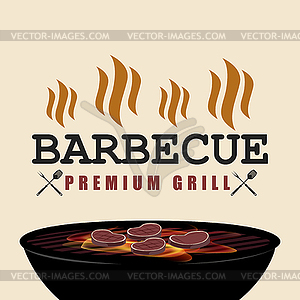 BBQ premium grill banner with fire background - vector clipart